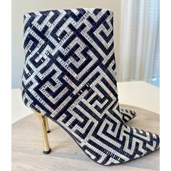 INC International Concepts Women’s Sequin Ankle Boots Black Silver 7 - Picture 5 of 10